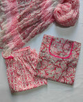 Cotton Suit Set With Chiffon Dupatta