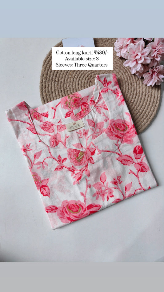 Ready to ship cotton long straight kurti