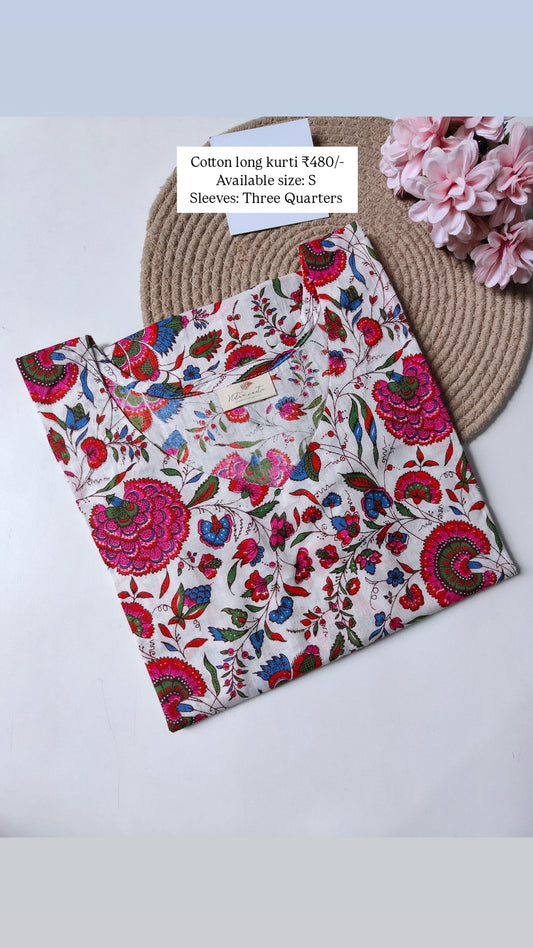 Ready to ship Cotton long straight kurti