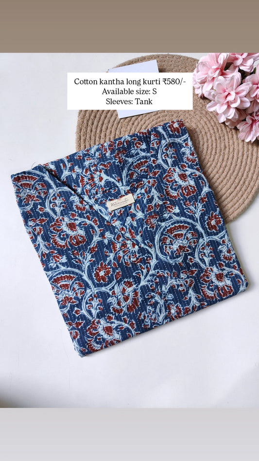 Ready to ship Cotton kantha long straight kurti