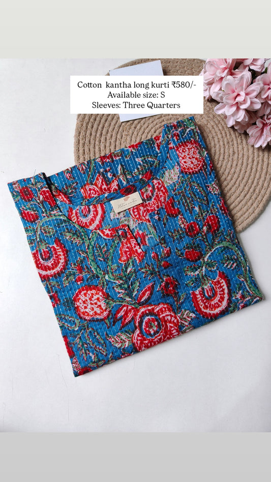 Ready to ship Cotton kantha long straight kurti