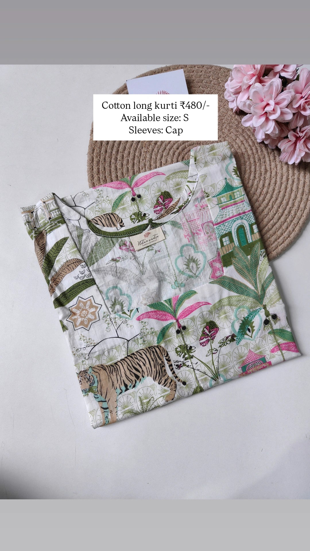 Ready to ship Cotton long straight kurti