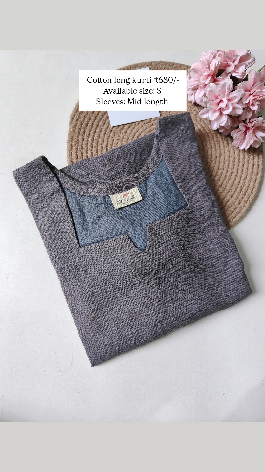 Ready to ship Cotton long straight kurti