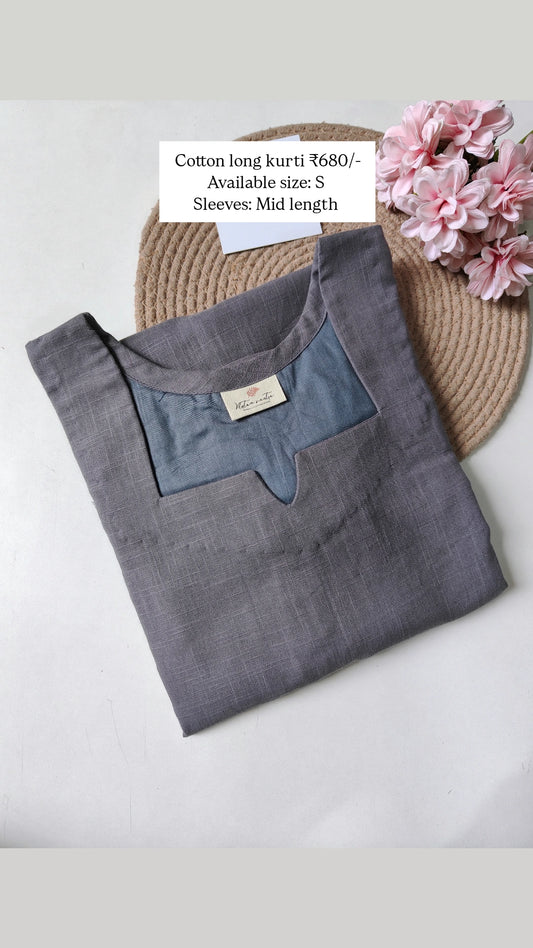 Ready to ship Cotton long straight kurti