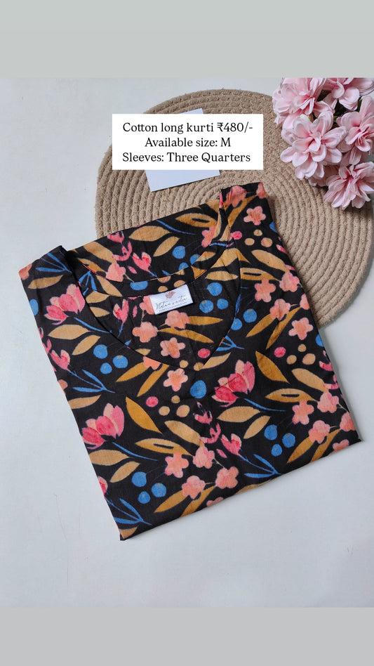 Ready to ship Cotton long straight kurti