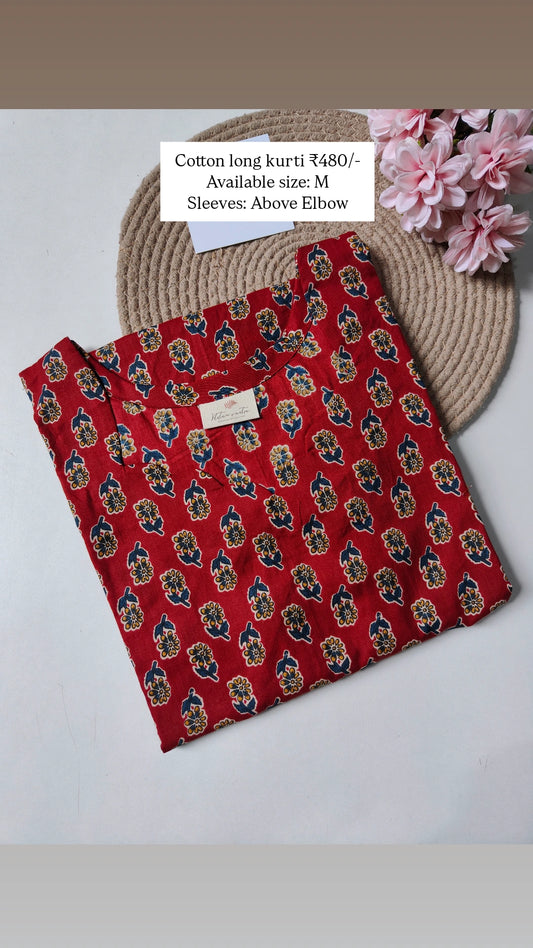 Ready to ship Cotton long straight kurti