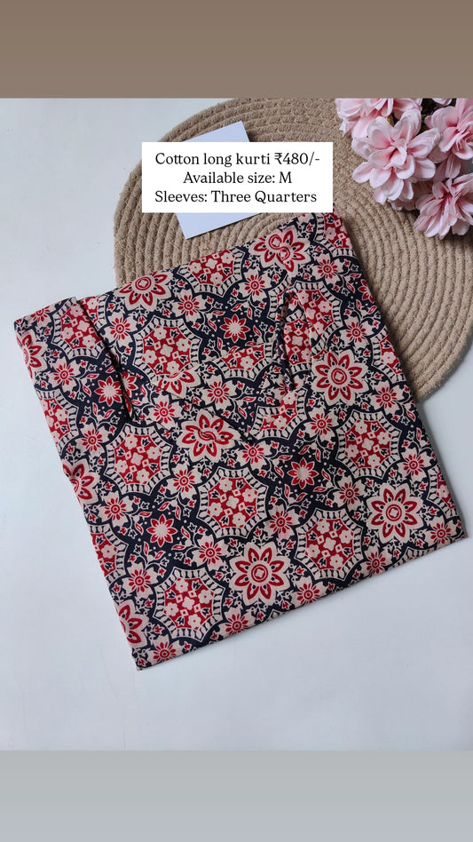 Ready to ship Cotton long straight kurti