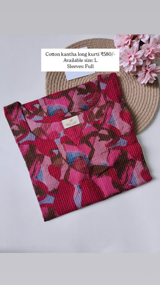 Ready to ship Cotton kantha long kurti with