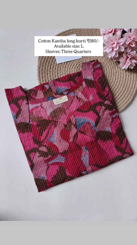 Ready to ship Cotton kantha long kurti with