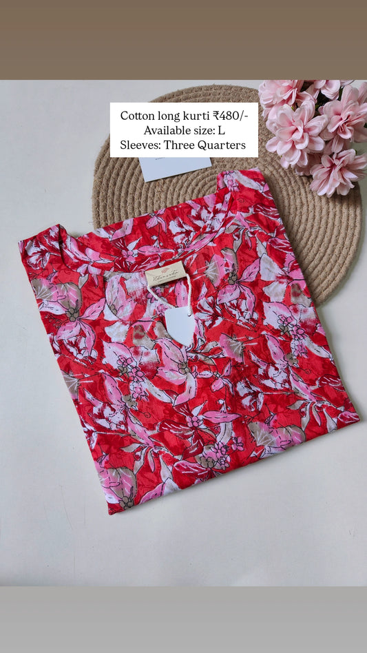 Ready to ship Cotton long straight kurti