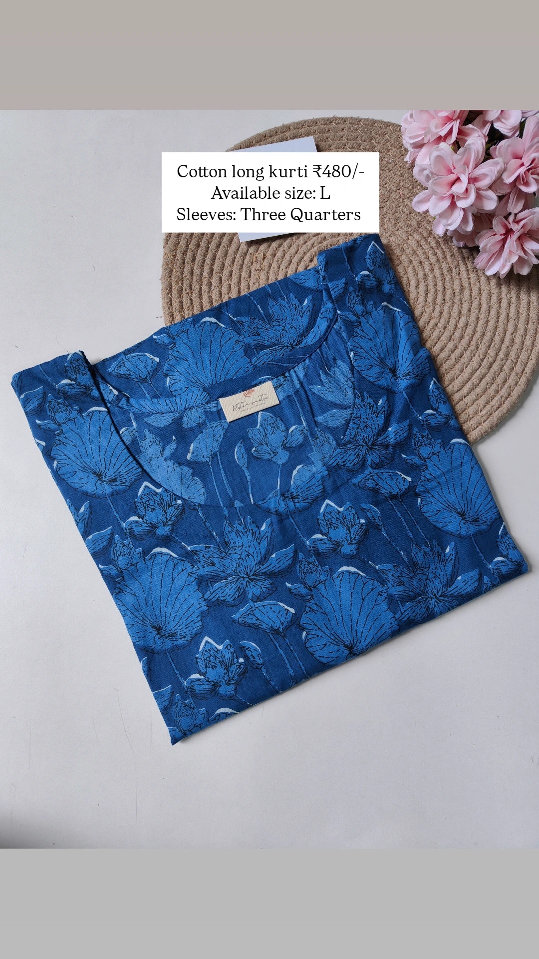 Ready to ship Cotton long straight kurti