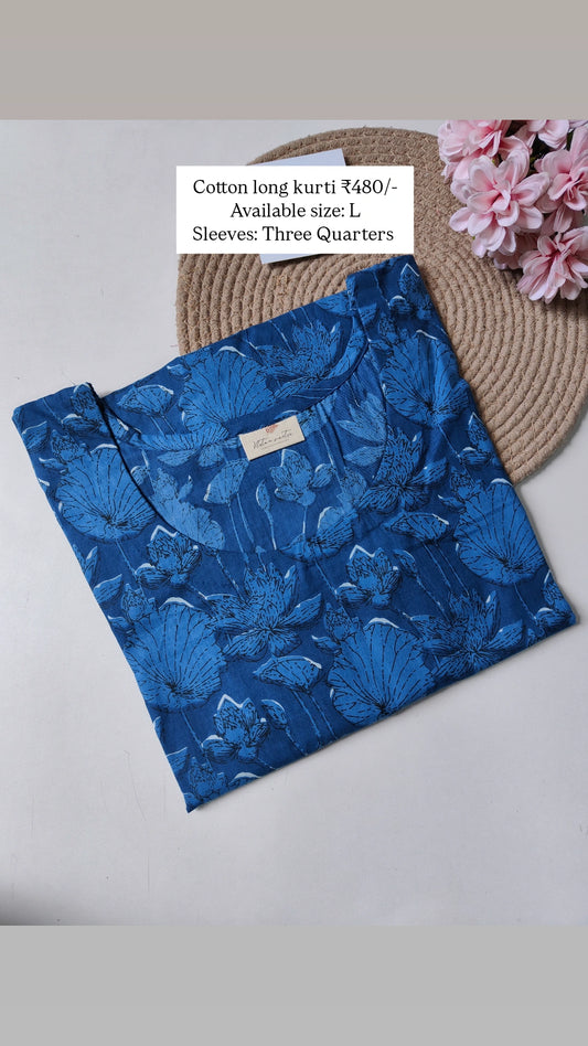 Ready to ship Cotton long straight kurti