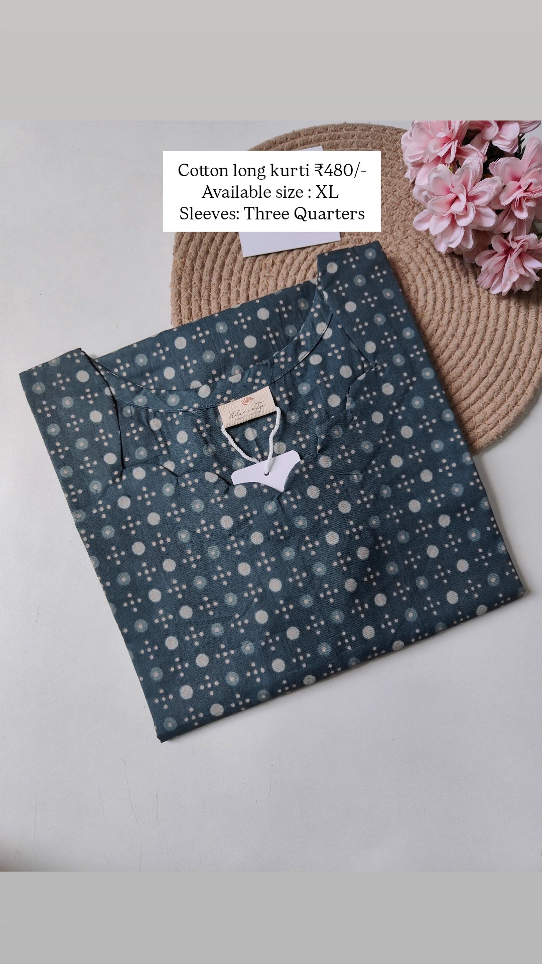 Ready to ship Cotton long straight kurti