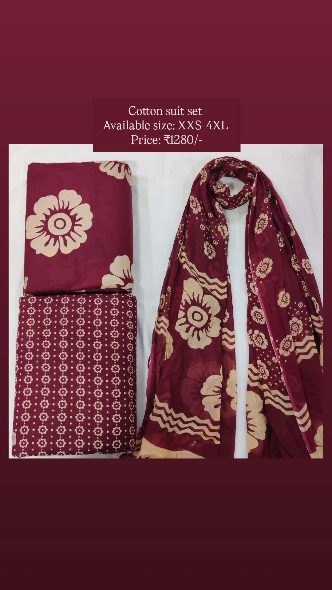 Cotton suit set with cotton dupatta