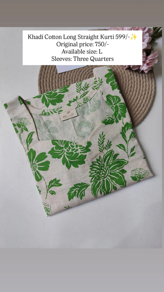 Ready To Ship Khadi Cotton Long Kurti