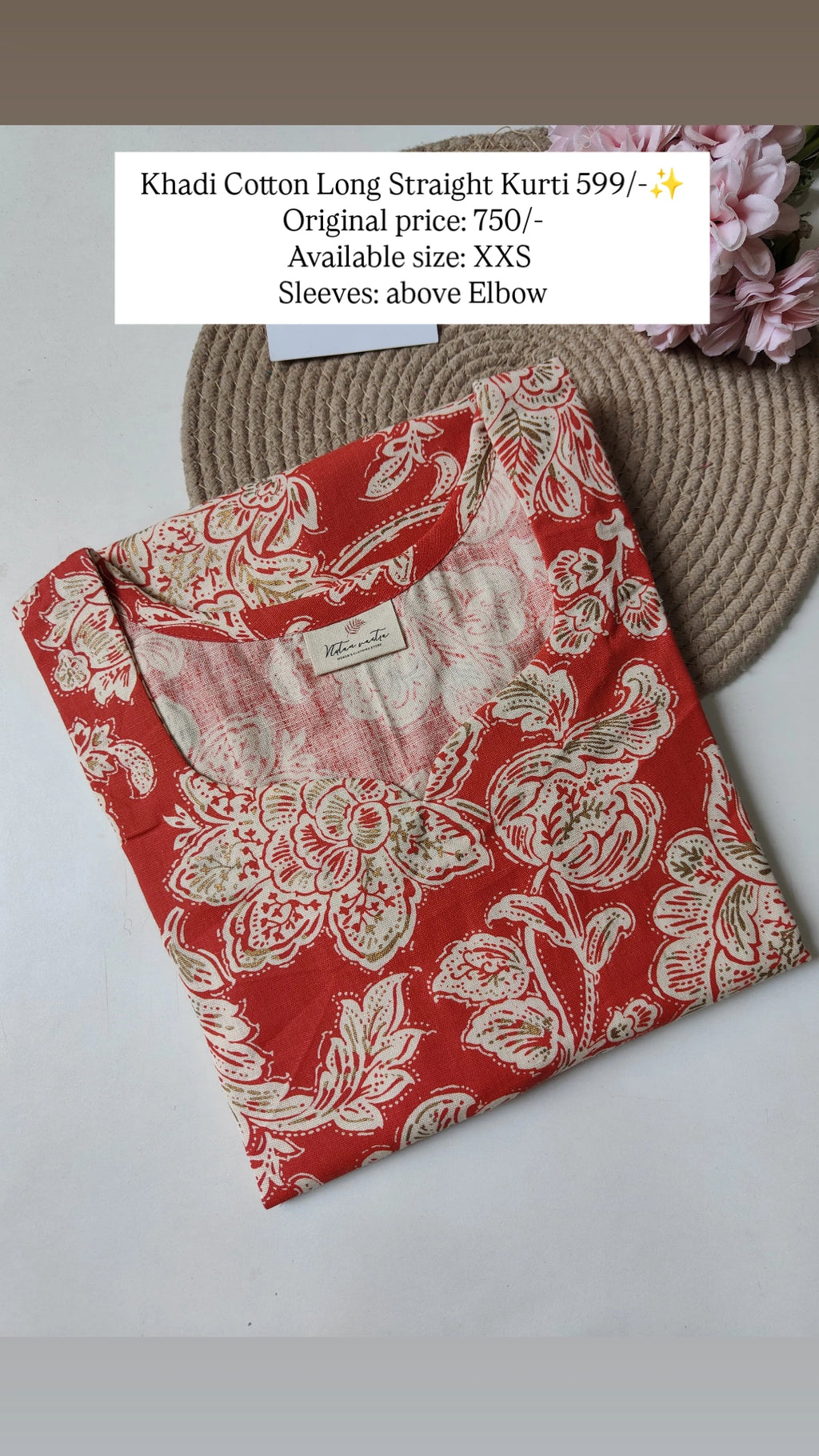 Ready To Ship Khadi Cotton Long Kurti