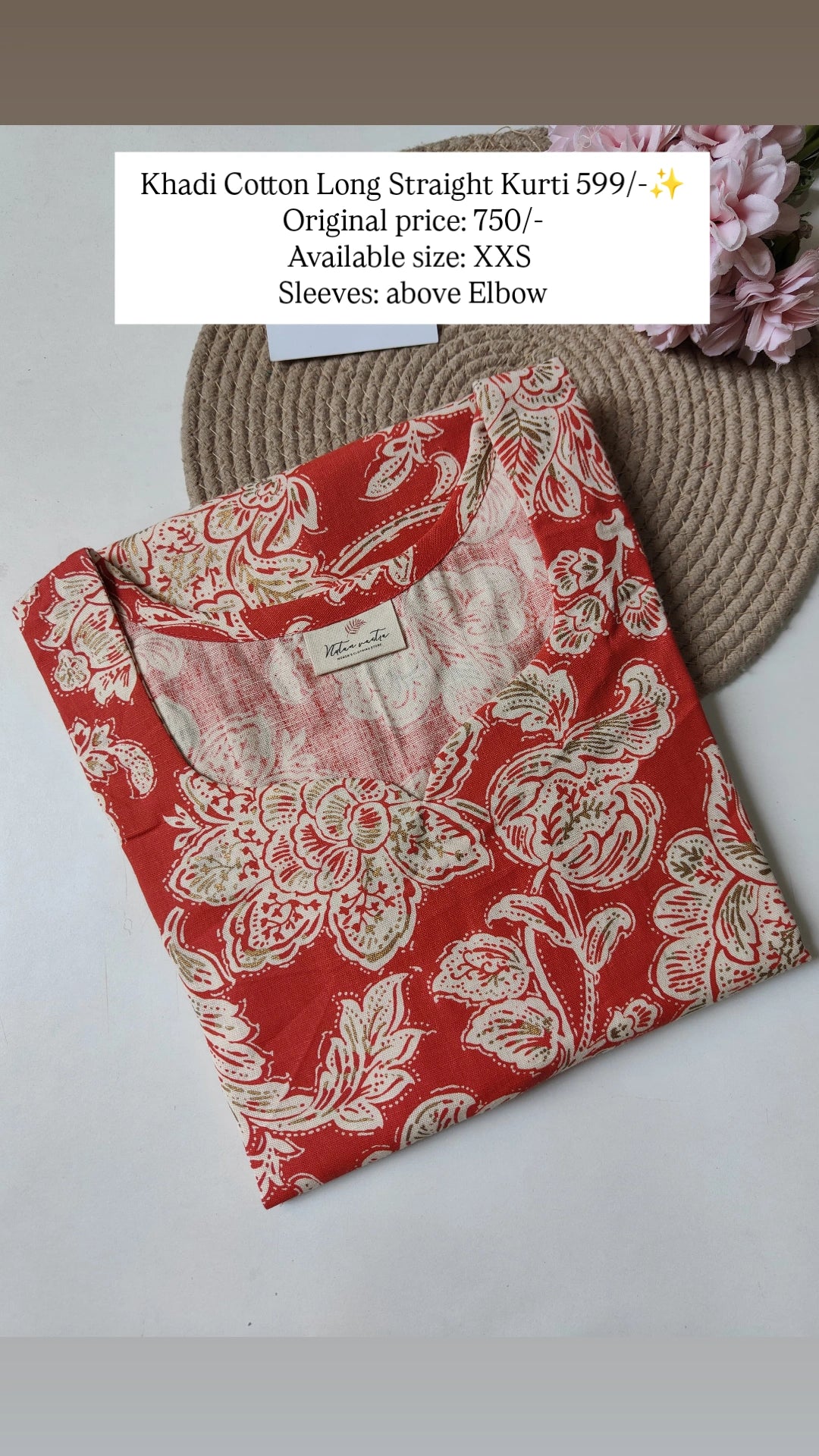 Ready To Ship Khadi Cotton Long Kurti