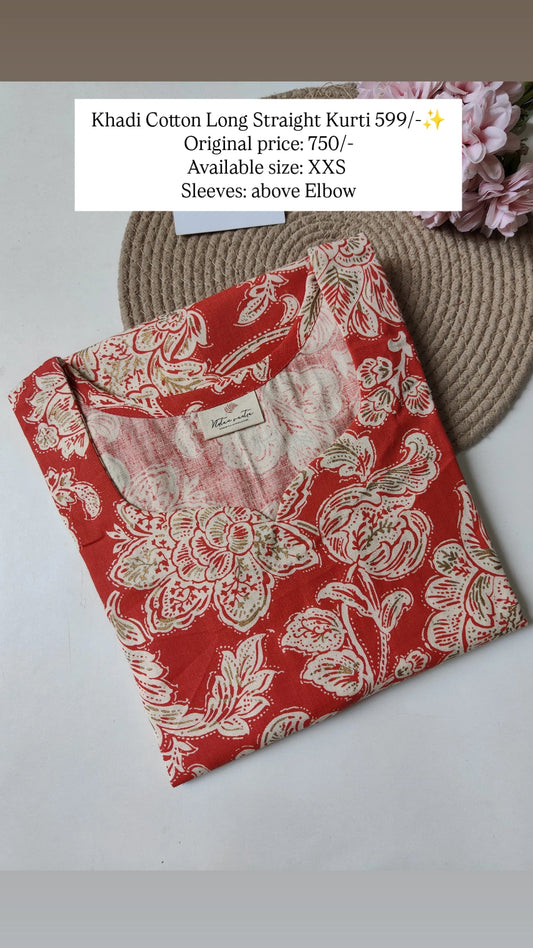 Ready To Ship Khadi Cotton Long Kurti