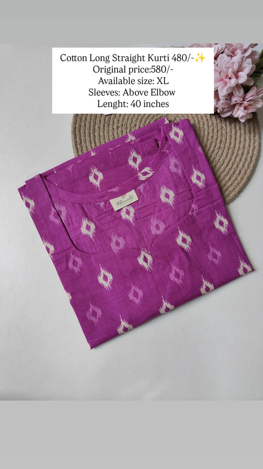 Ready To Ship Cotton Long Kurti