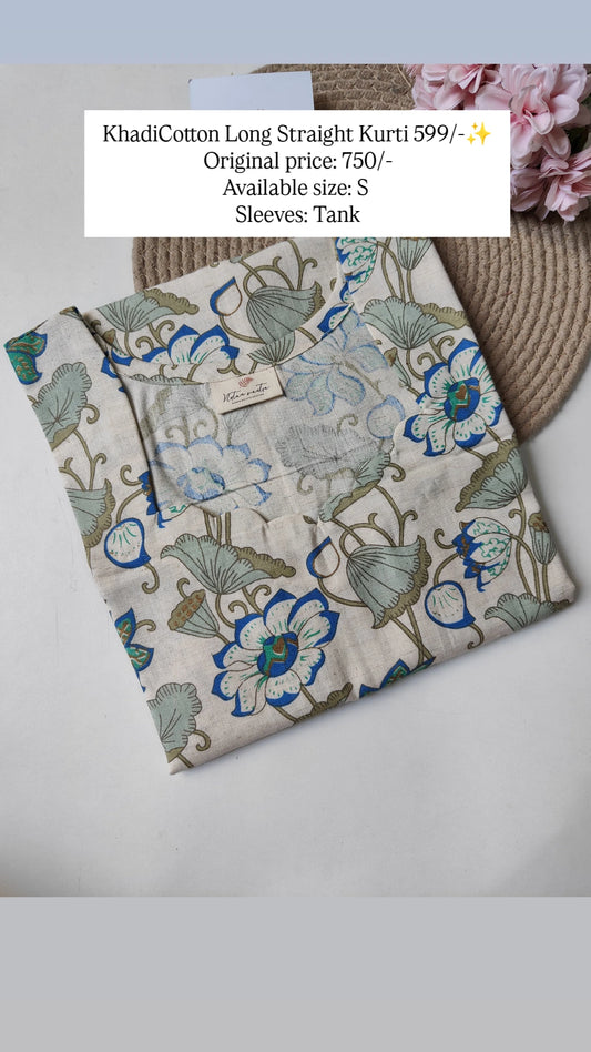 Ready To Ship Khadi Cotton Long Kurti