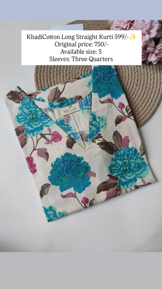 Ready To Ship Khadi Cotton Long Kurti