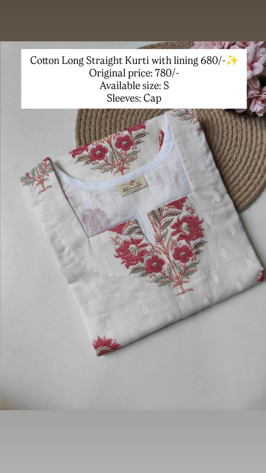 Ready To Ship Cotton Dobby Long Kurti