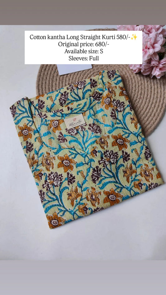 Ready To Ship Cotton Kantha Long Kurti
