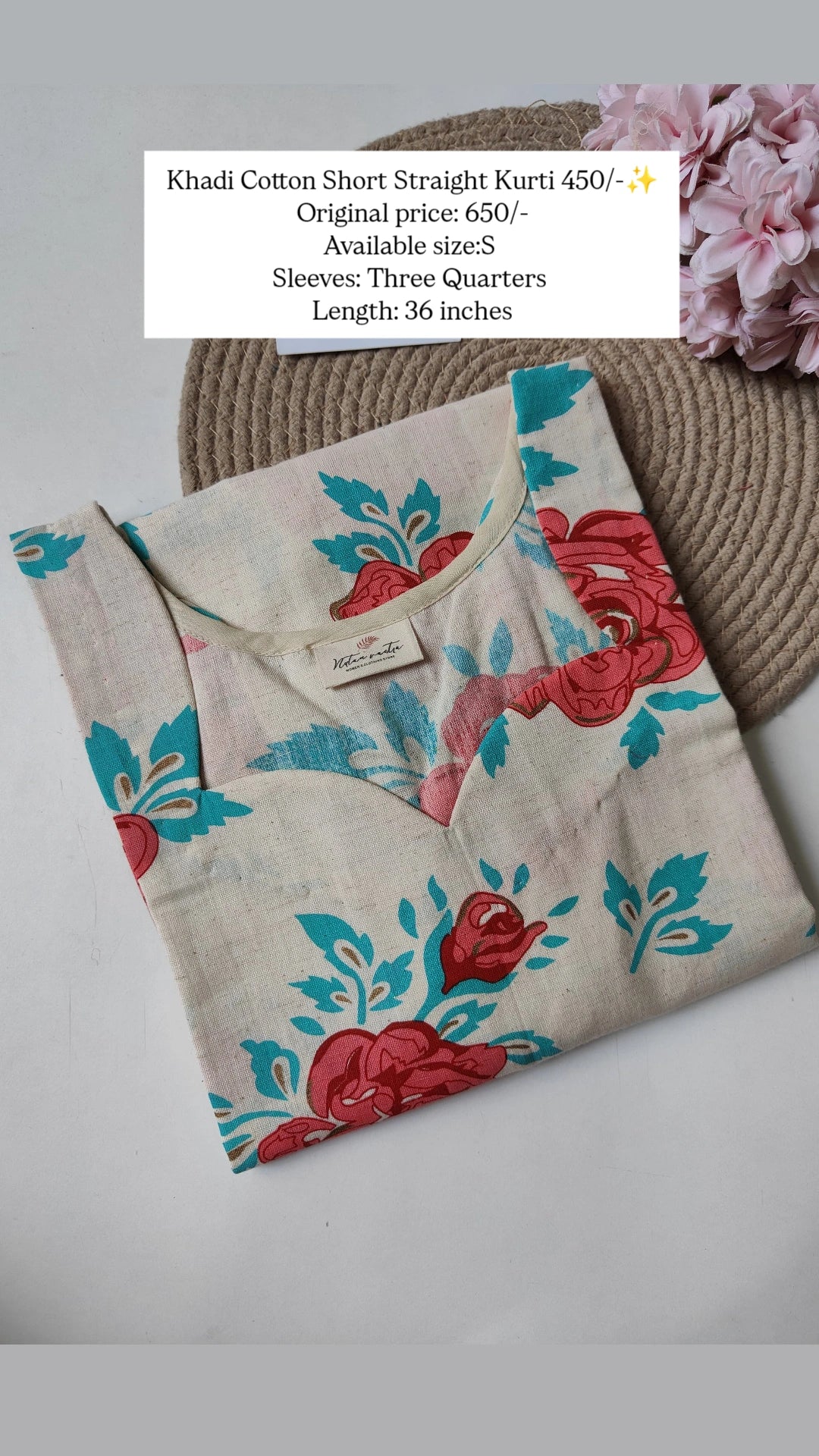 Ready To Ship Khadi Cotton Short Kurti