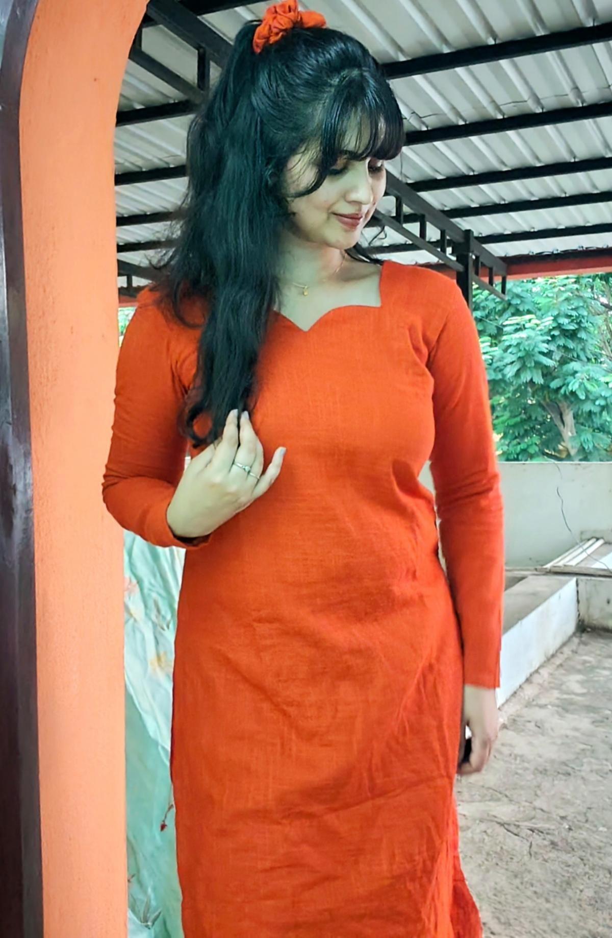 Slub Cotton Long Straight Kurti