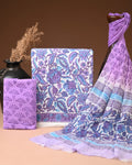 Cotton Suit Set With Chiffon Dupatta