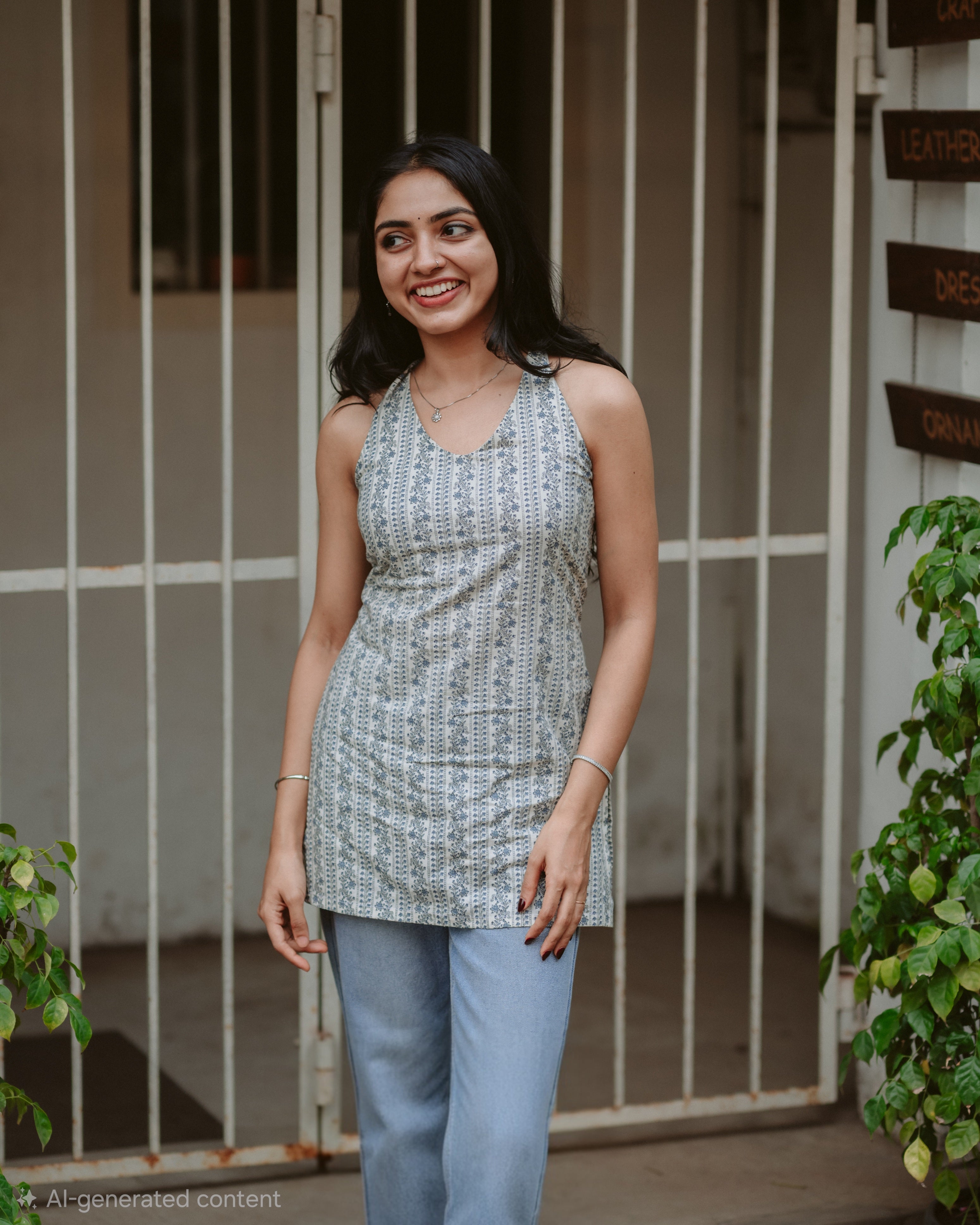 Halter Neck Backless Short Kurti