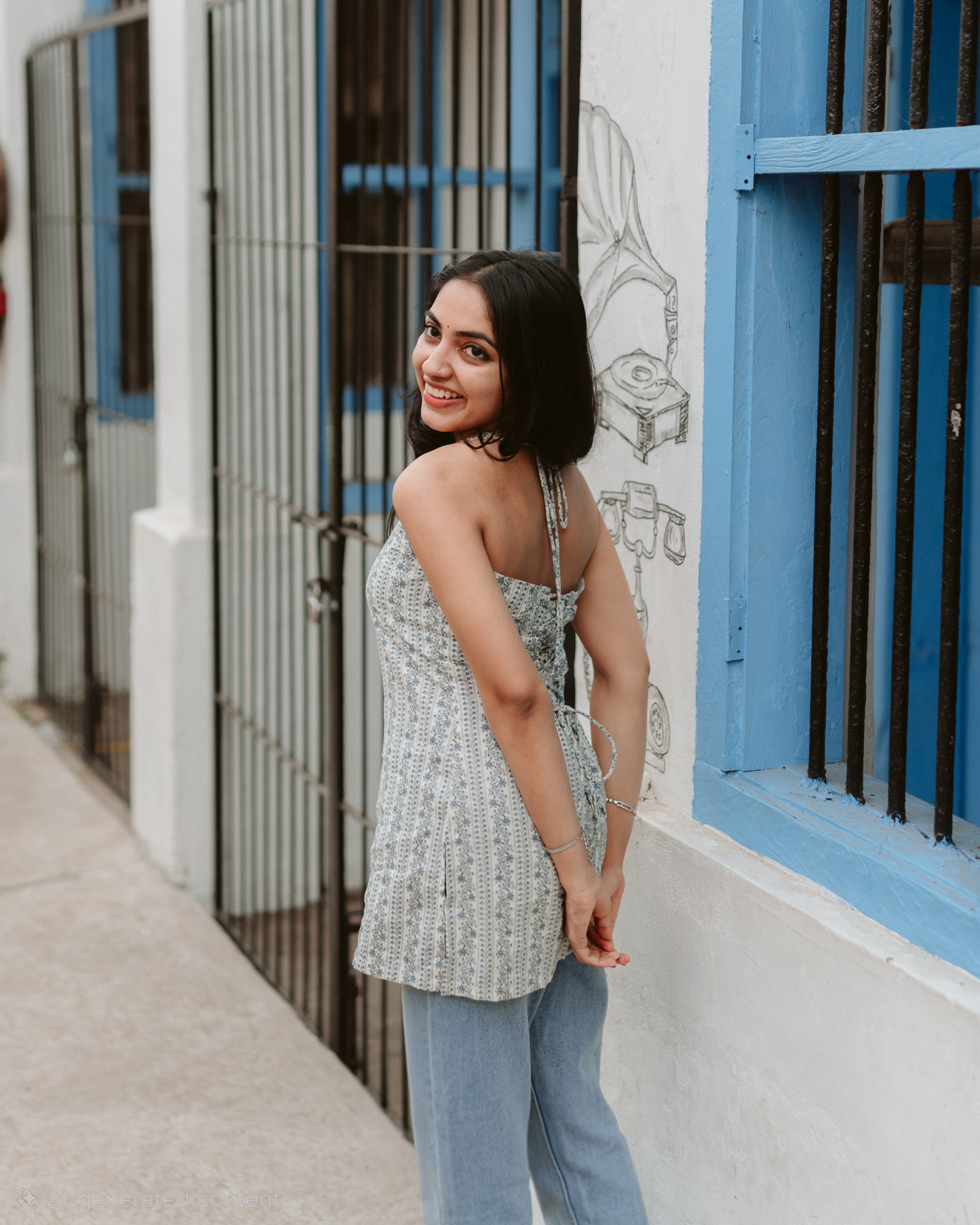 Halter Neck Backless Short Kurti