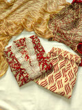 Ready to ship Cotton suit set with chiffon dupatta