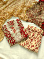 Ready to ship Cotton suit set with chiffon dupatta