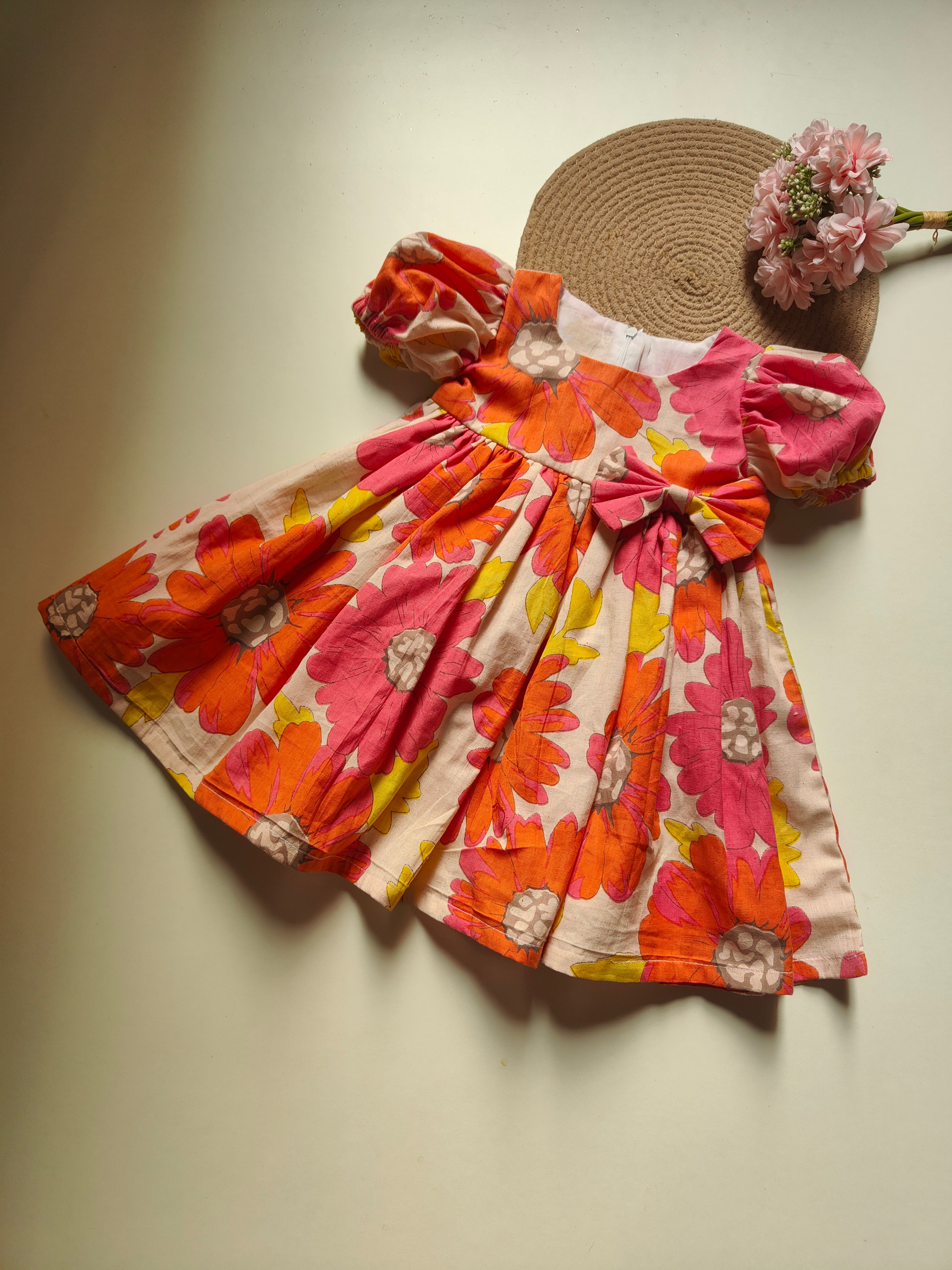 Big Floral Cotton Girls frock