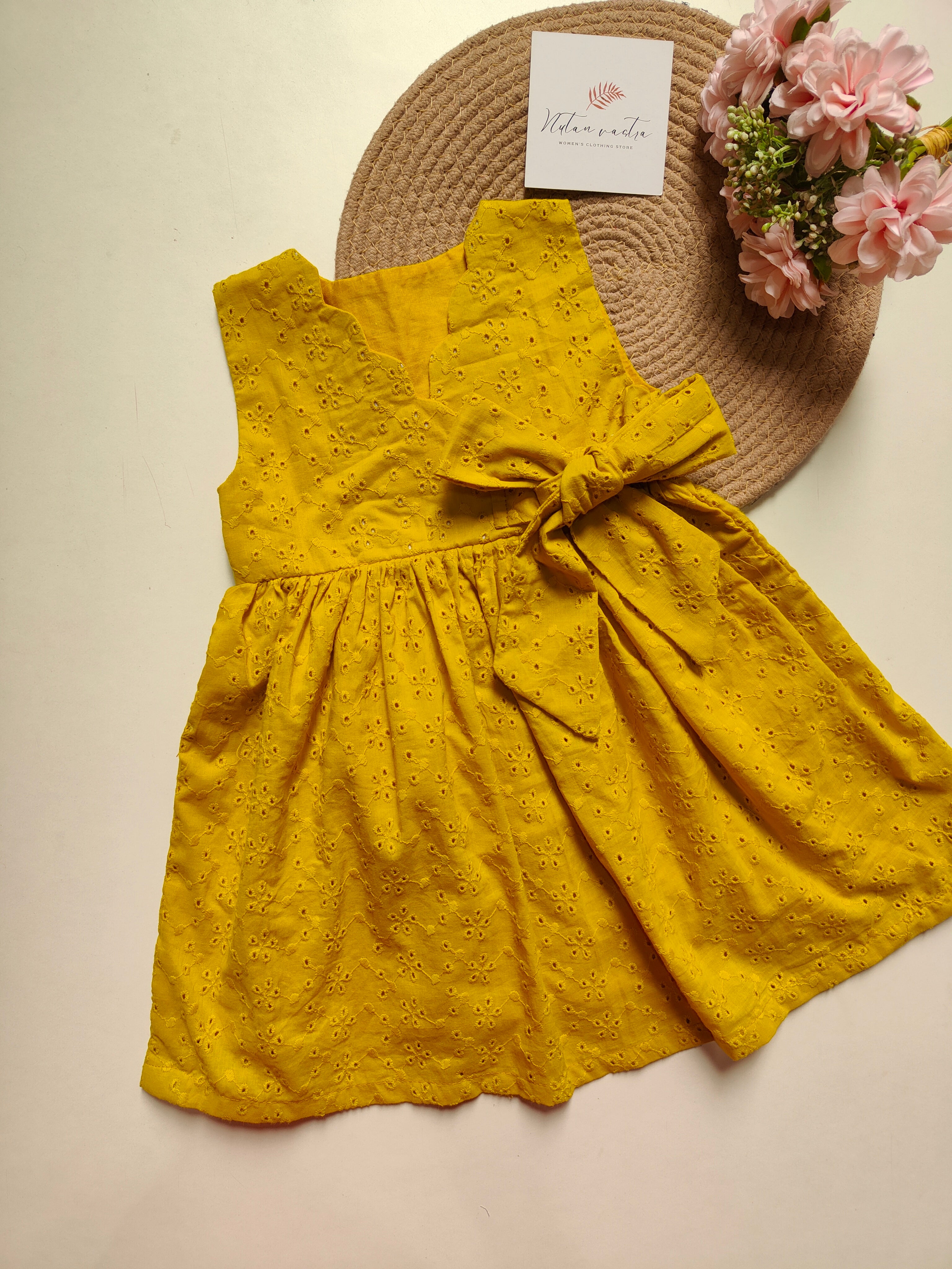 Mustard hakoba Girls frock