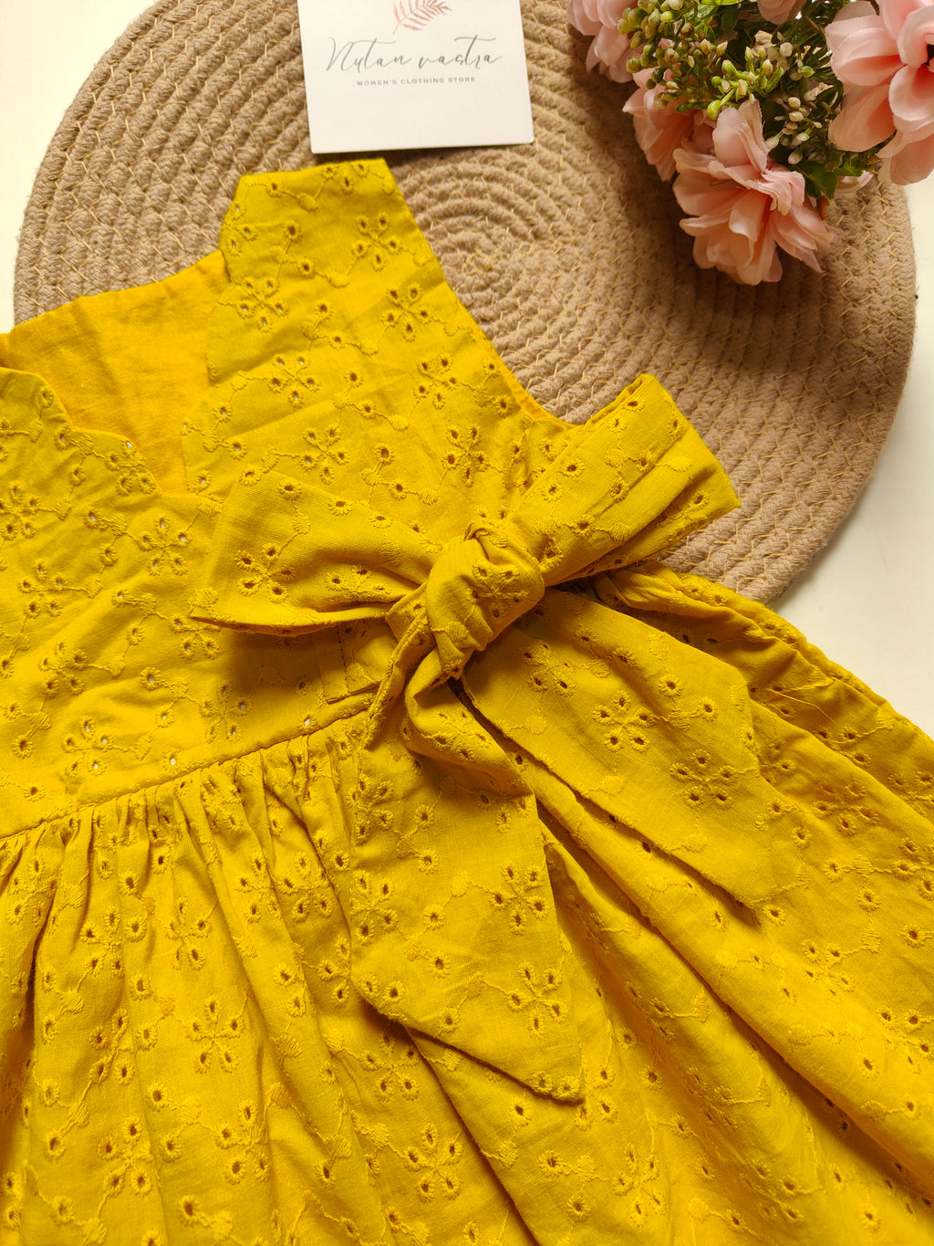 Mustard hakoba Girls frock