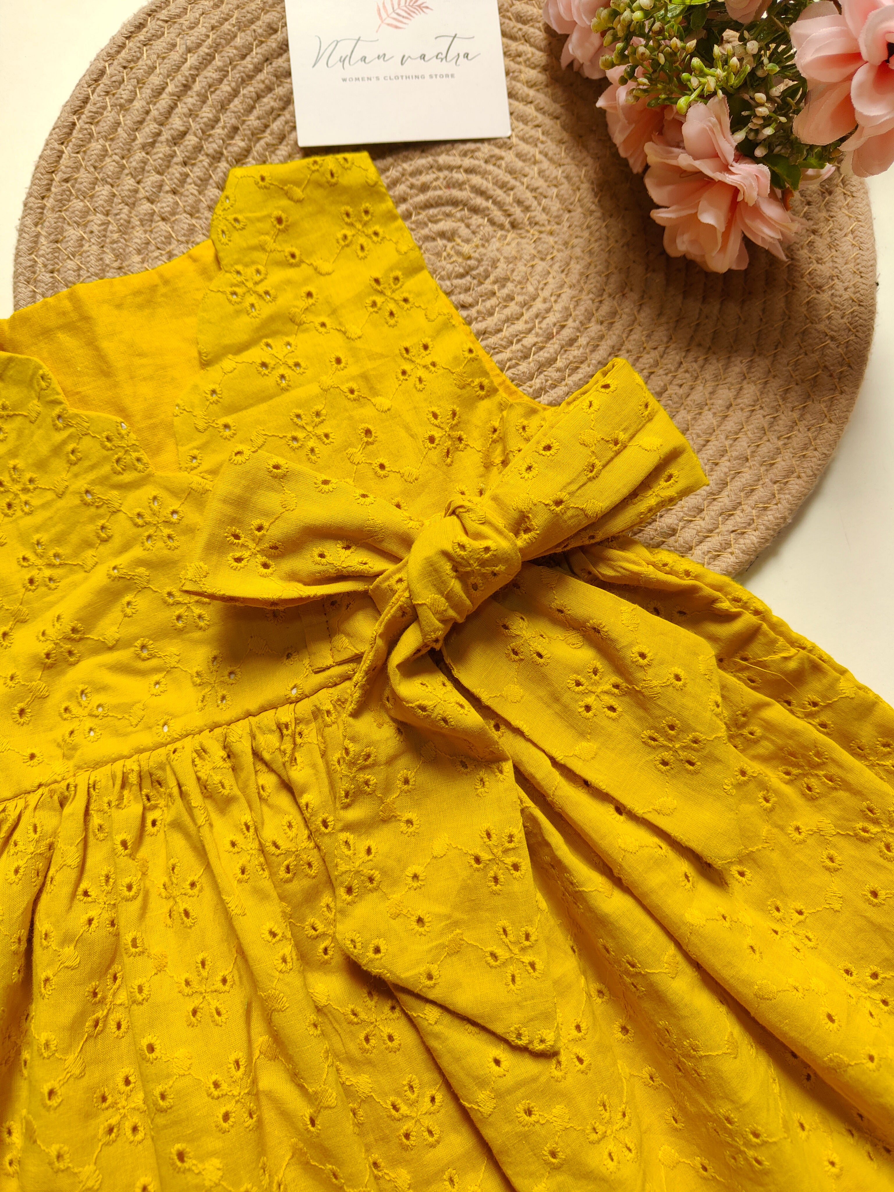Mustard hakoba Girls frock