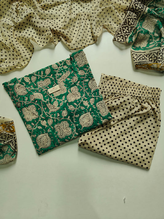 Cotton suit set with cotton dupatta