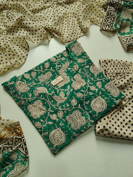 Cotton suit set with cotton dupatta