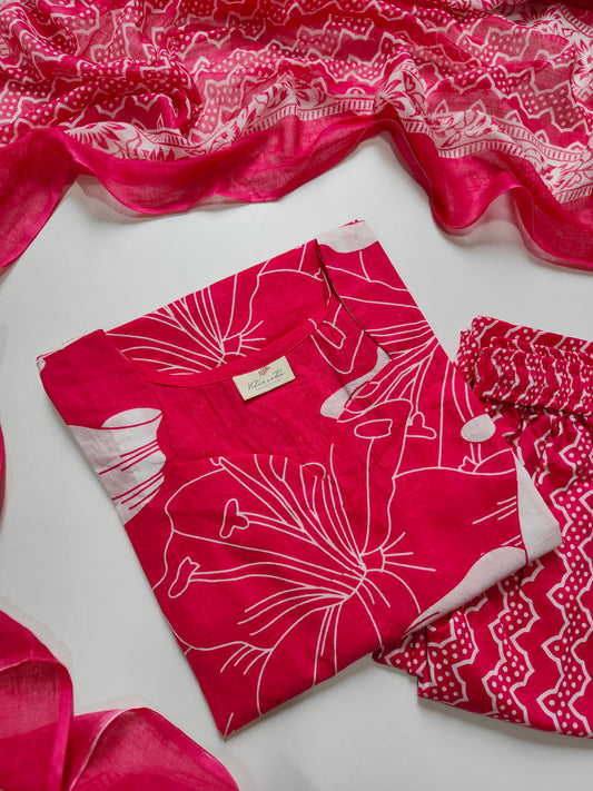 Cotton suit set with cotton dupatta