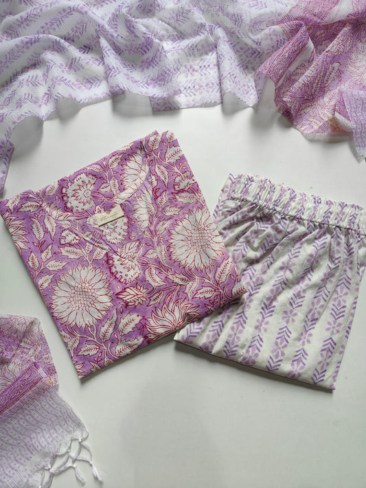 Cotton suit set with kota doria dupatta