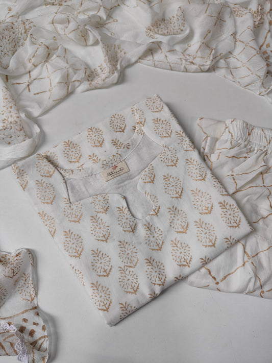 Cotton suit set with chiffon dupatta