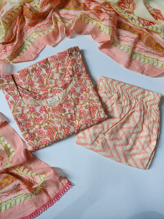 Cotton suit set with cotton dupatta