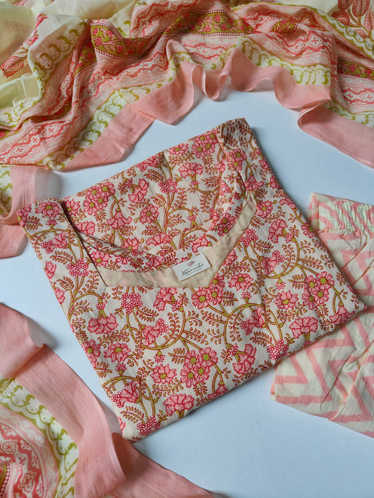 Cotton suit set with cotton dupatta