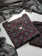 Cotton Suit Set With Chiffon Dupatta