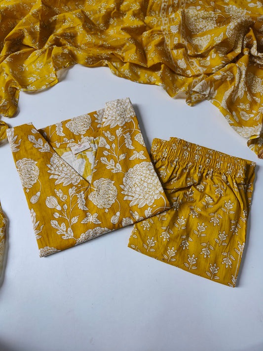 Cotton suit set with cotton dupatta
