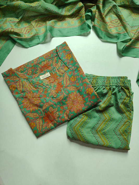 Cotton suit set with cotton dupatta