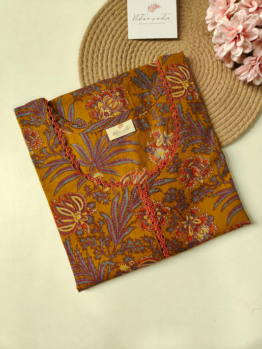 Cotton long straight kurta