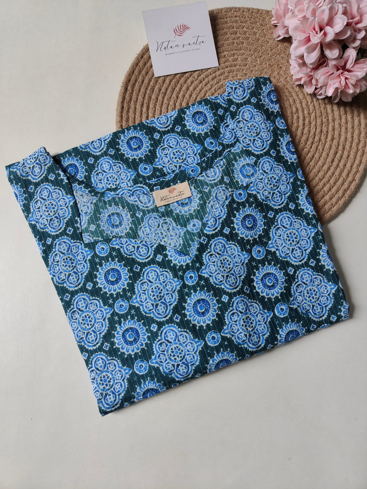 Ready To Ship Cotton Kantha Long Straight Kurti